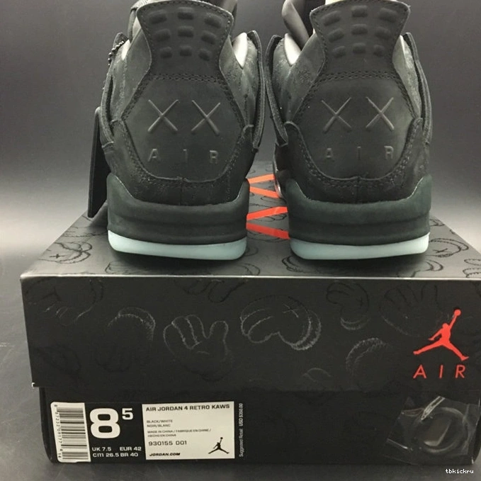Rep TBkick Jordan Retro 4 Seasonal Black 3873 Kaws 930155- 1029